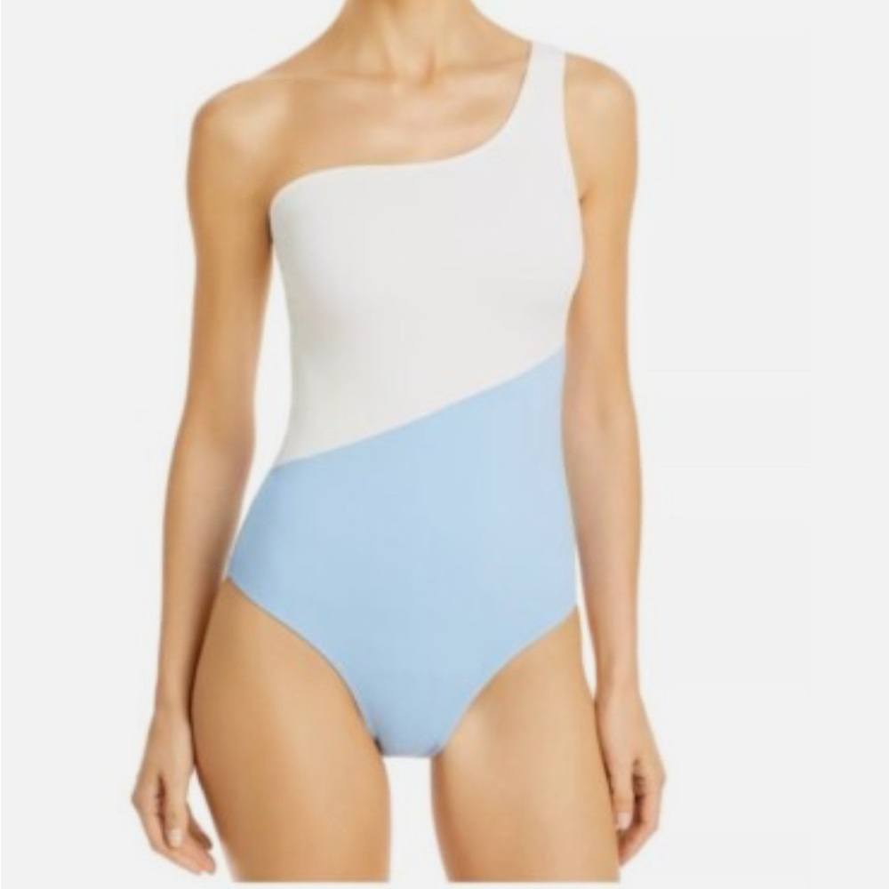 ONIA - Seinna One Piece - White and Airy Blue luxury brand Swimsuit.
